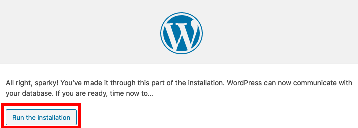 imagem de instalação do wordpress