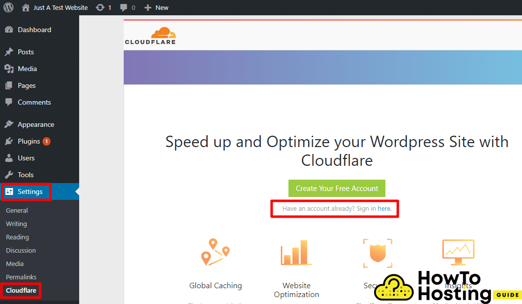 imagem da página de configurações do Cloudflare