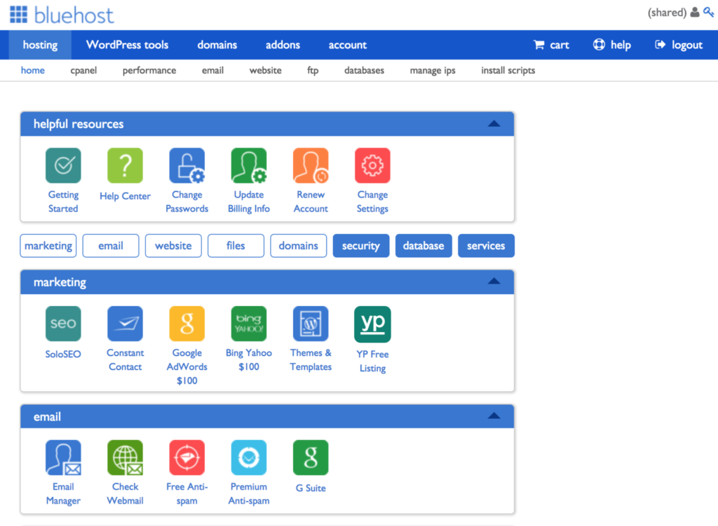 Bluehost cPanel Review