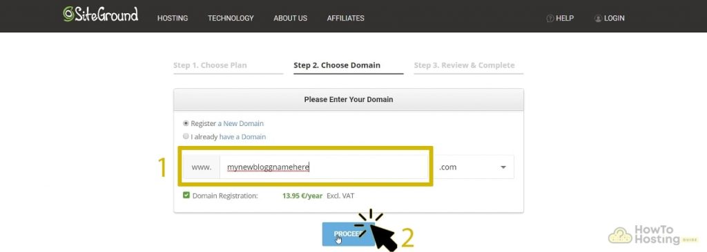 Erstellen Sie ein Blog, indem Sie einen Domainnamen von SiteGround abrufen
