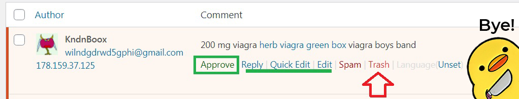 WordPressのコメントに含まれるスパムを削除する