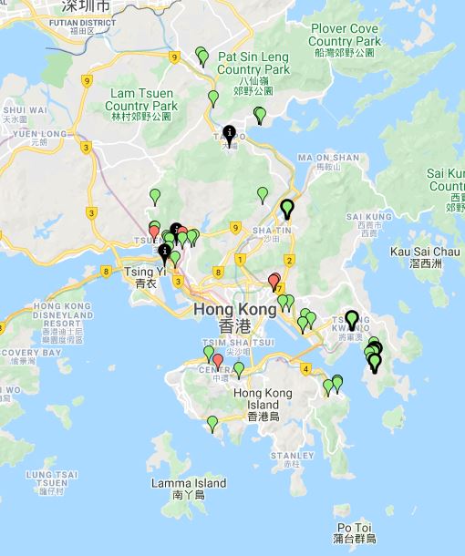 Mapa de los centros de datos de Hong Kong
