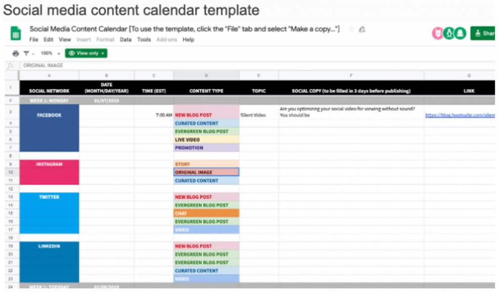 Social-Media-Content-Kalender-Vorlage-Beispiel-Howtohosting-Leitfaden