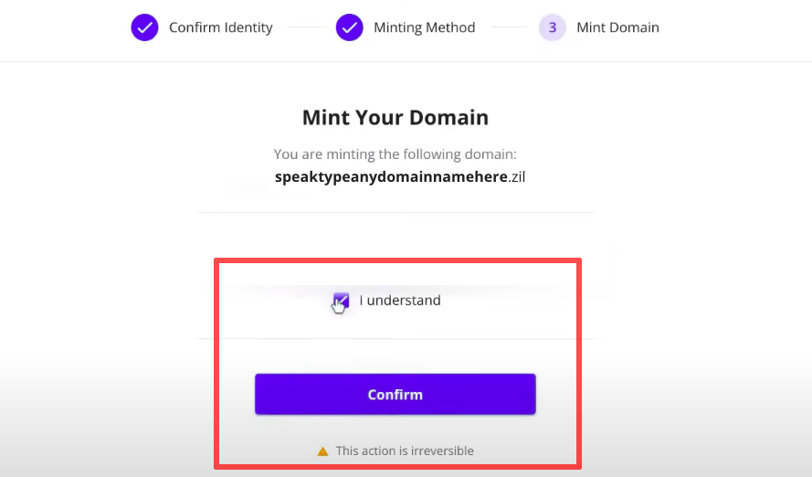 Mint-NFT-Domain kostenlos Schritt 4