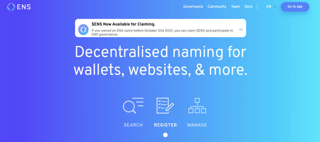 vendeurs de domaine nft Domaines ENS (Service de nom Ethereum) principale