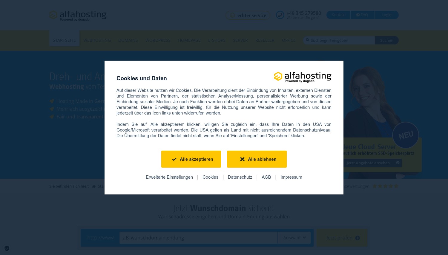 Alfahosting GmbH snapshot from December 2023