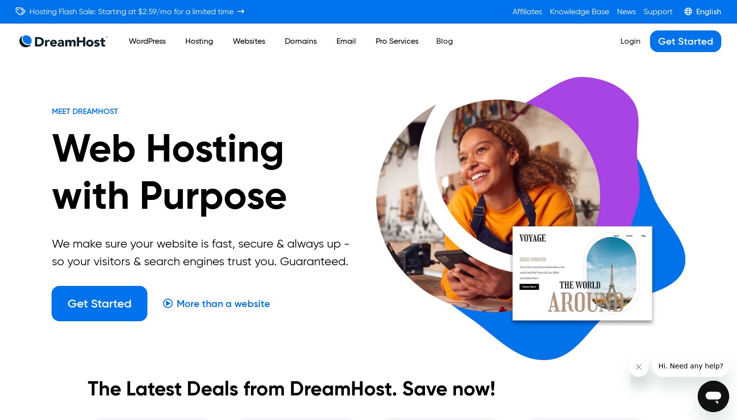 DreamHost Web サイトのスナップショット