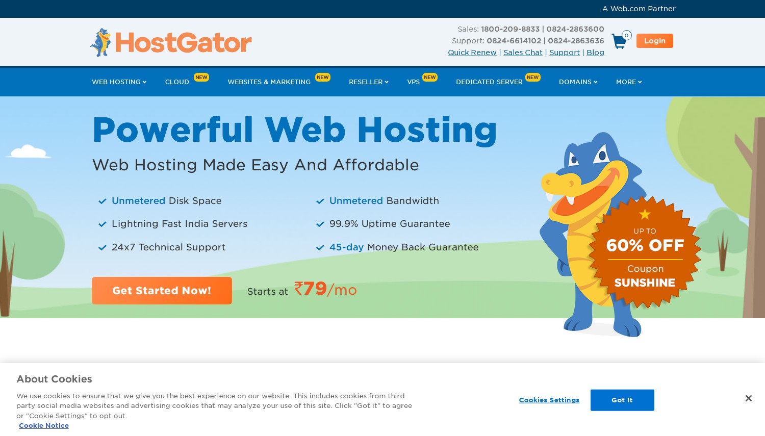 HostGator.in snapshot from March 2024