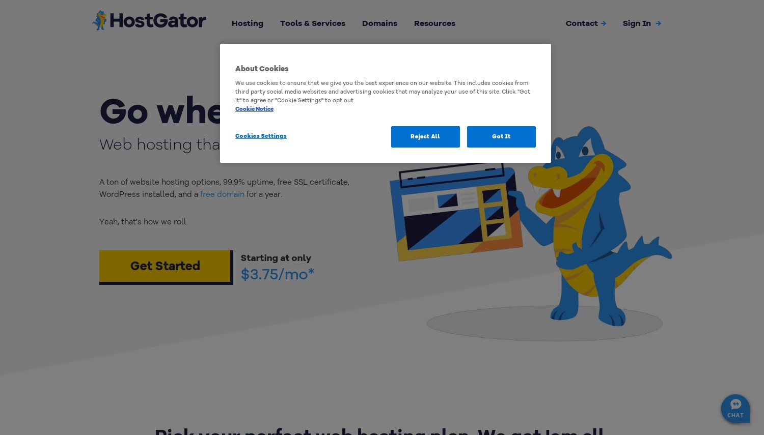 Hostgator Web サイトのスナップショット