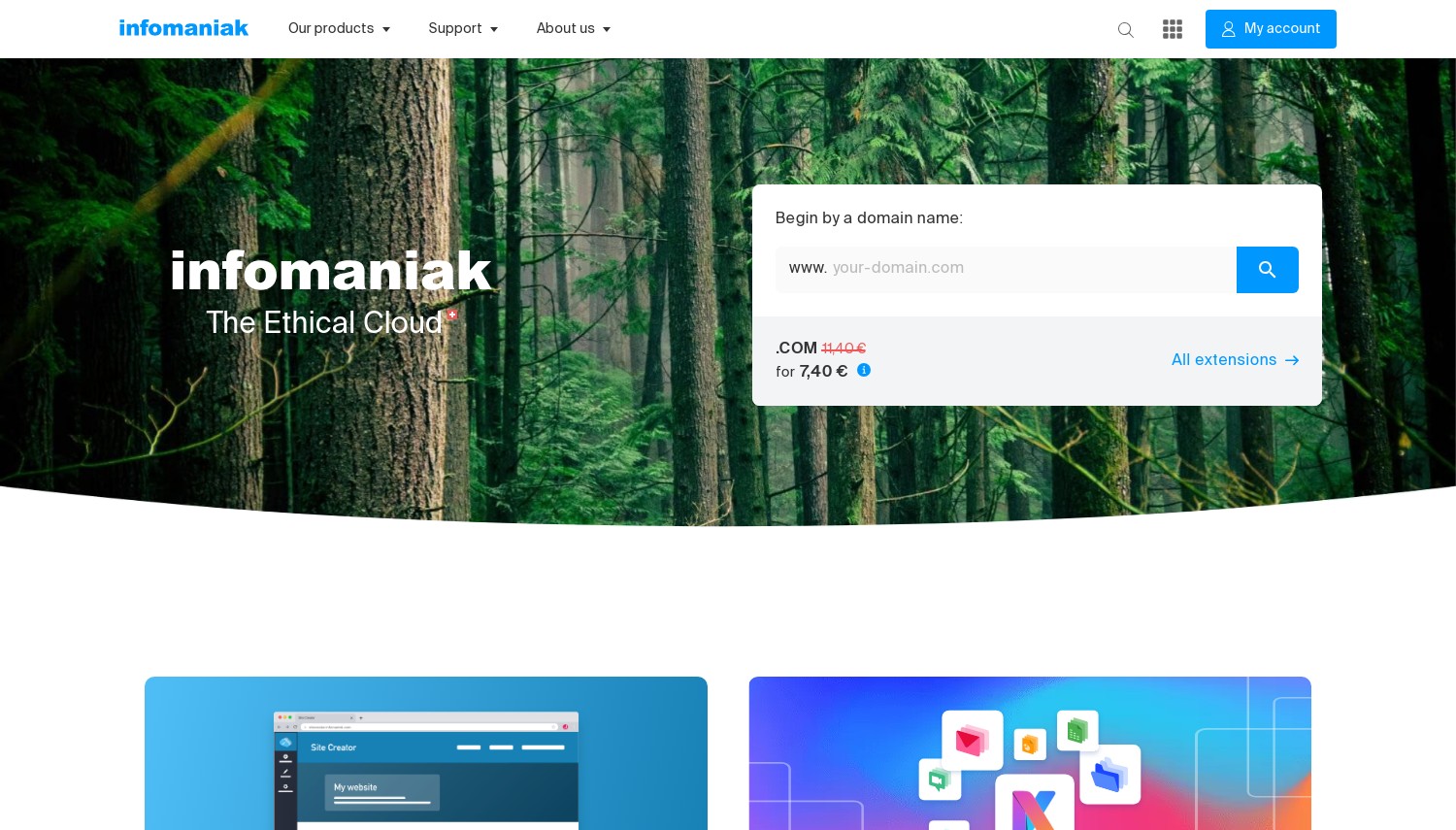 Infomaniak Web サイトのスナップショット
