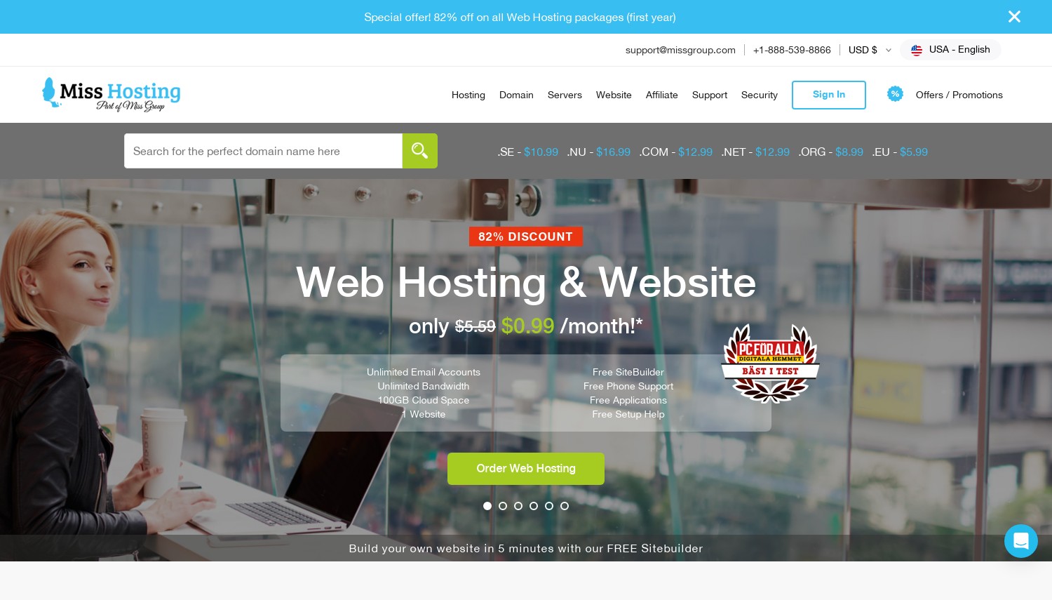 Istantanea del sito Web di hosting mancante