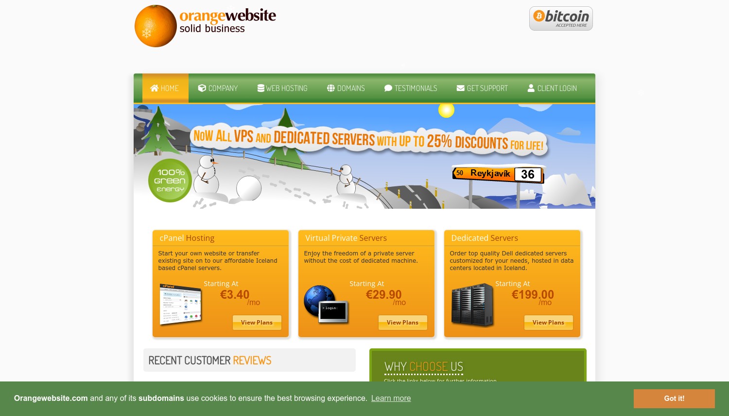 OrangeWebsite.com - Istantanea del web hosting islandese di gennaio 2024
