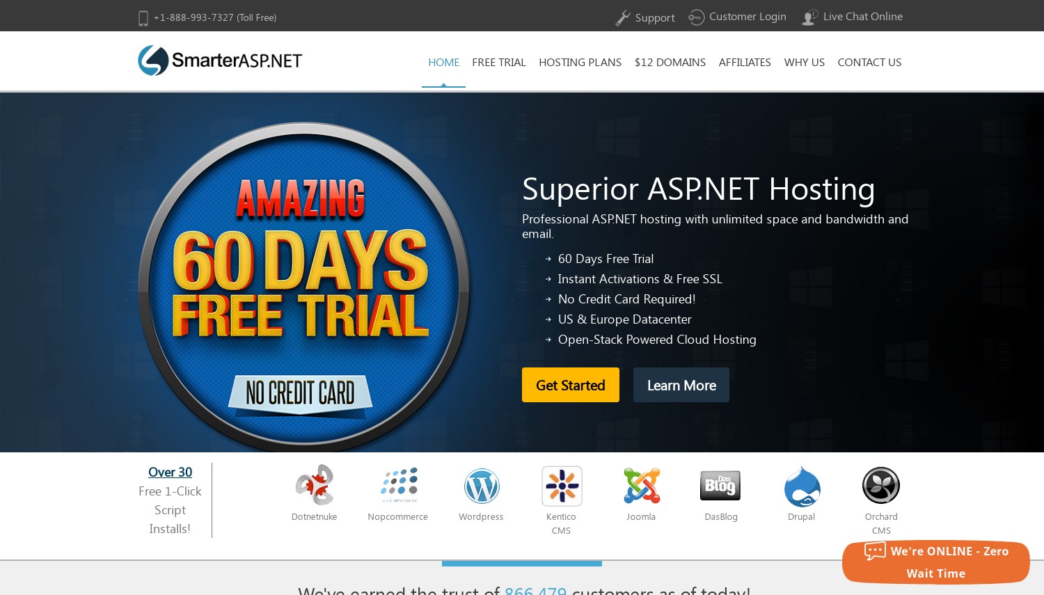 SmarterASP.NET website snapshot