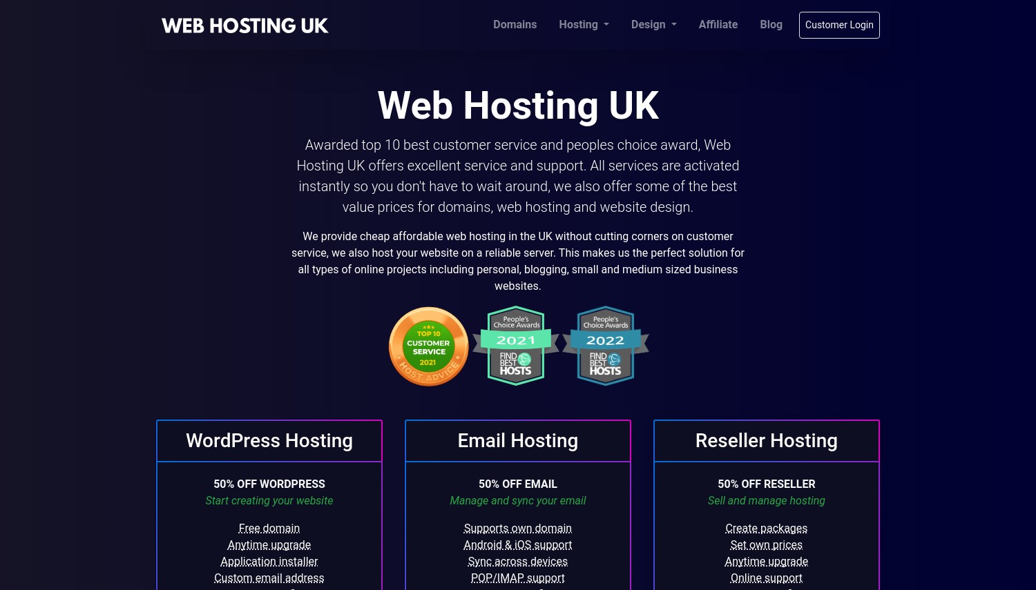 Hosting Web nel Regno Unito (WHUK) istantanea di dicembre 2023