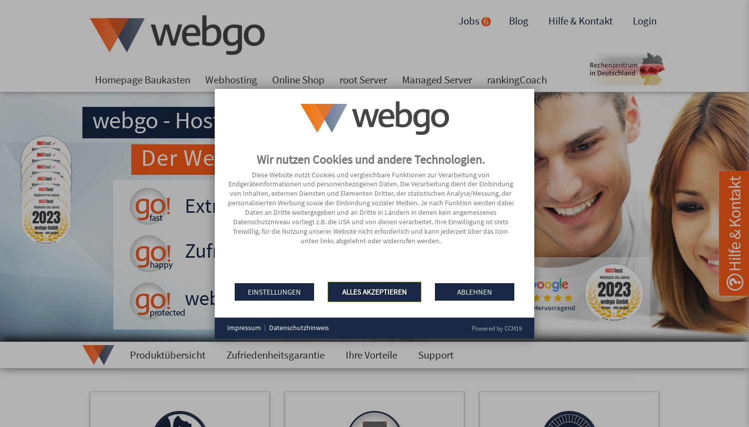 Schnappschuss der WebGo-Website